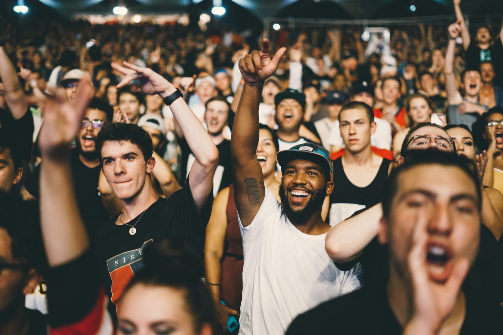 A joyful crowd at a live show
